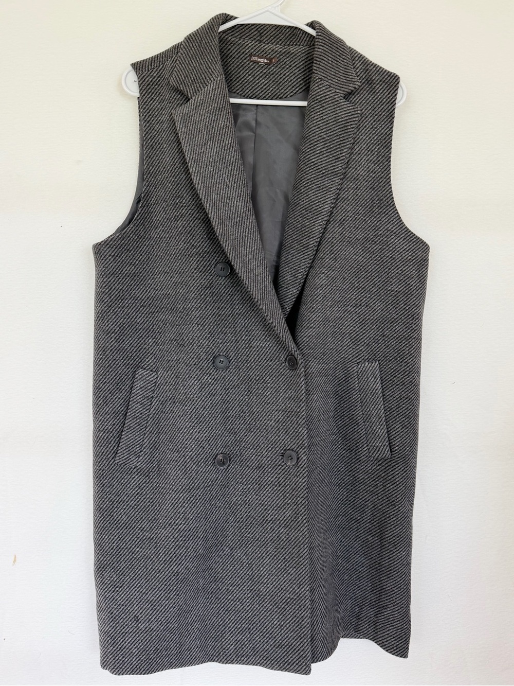 NEW J. McLauglin twill weave women's grey coat vest with front buttons
